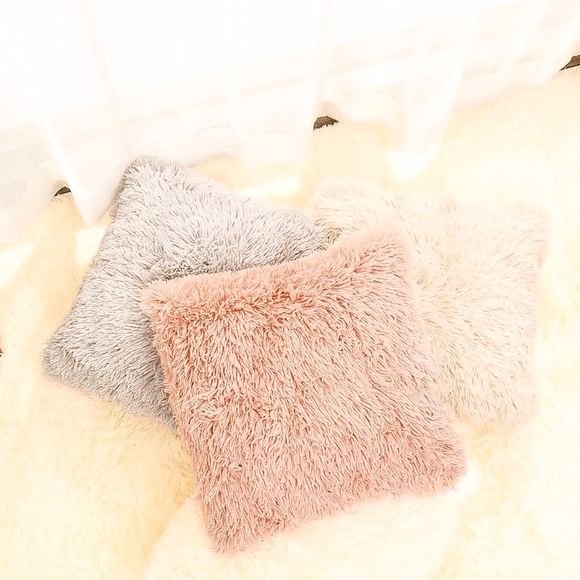 Fuzzy Rose Pink Pillow Cover - Picture 3 of 5